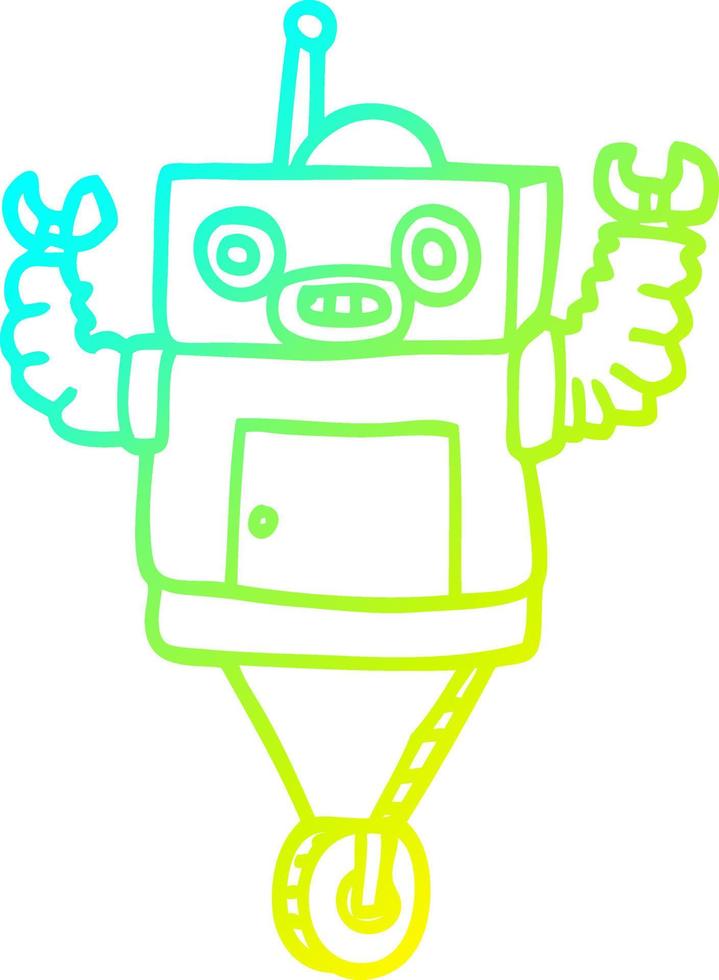 cold gradient line drawing cartoon robot vector