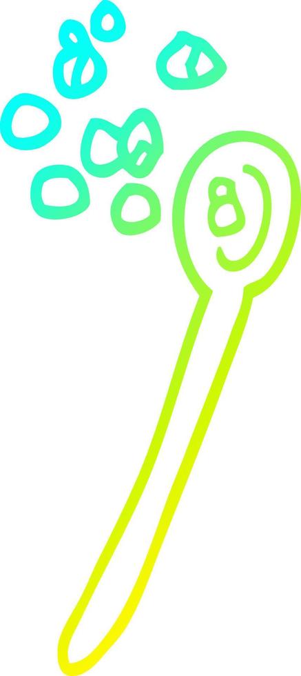 cold gradient line drawing cartoon cereal on a spoon vector