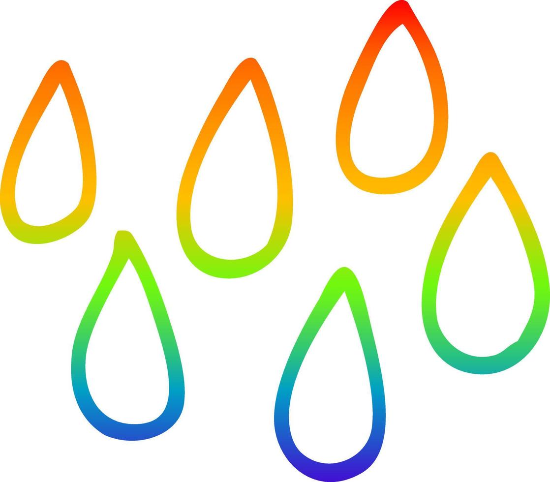 rainbow gradient line drawing cartoon blood droplets vector