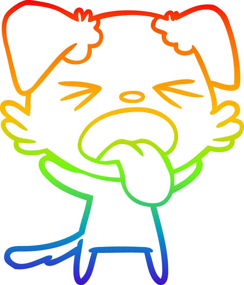 rainbow gradient line drawing cartoon disgusted dog vector