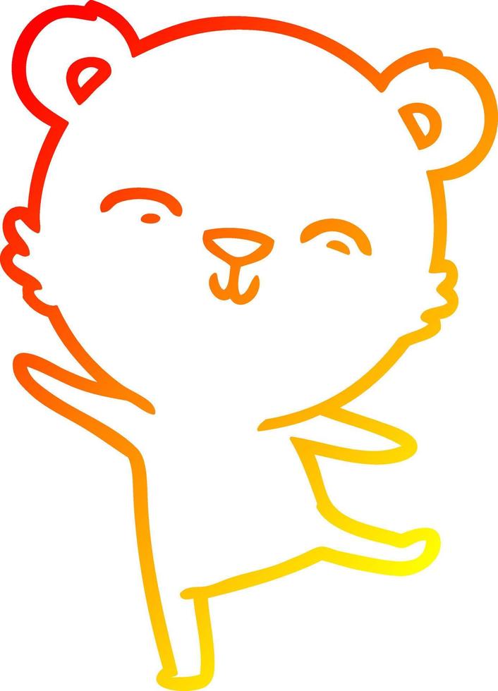 warm gradient line drawing happy cartoon polar bear dancing vector