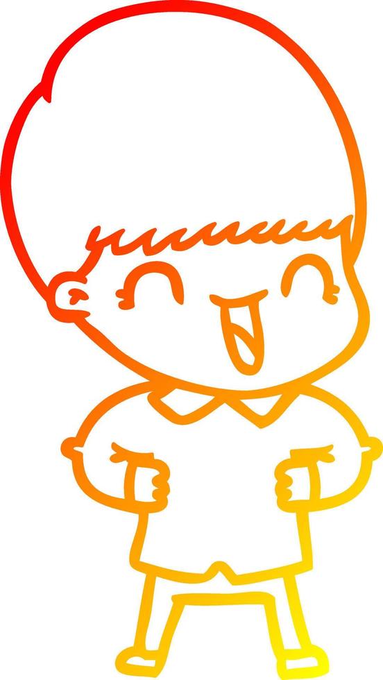 warm gradient line drawing happy cartoon boy vector