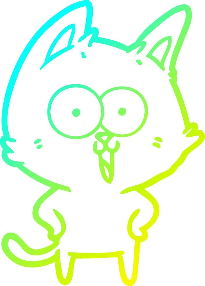 cold gradient line drawing funny cartoon cat vector