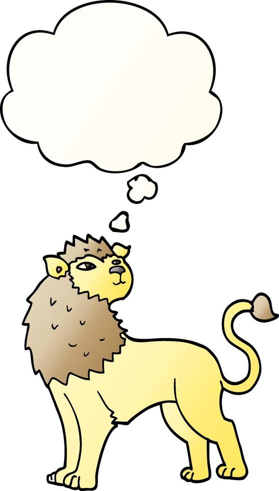 cartoon lion and thought bubble in smooth gradient style vector