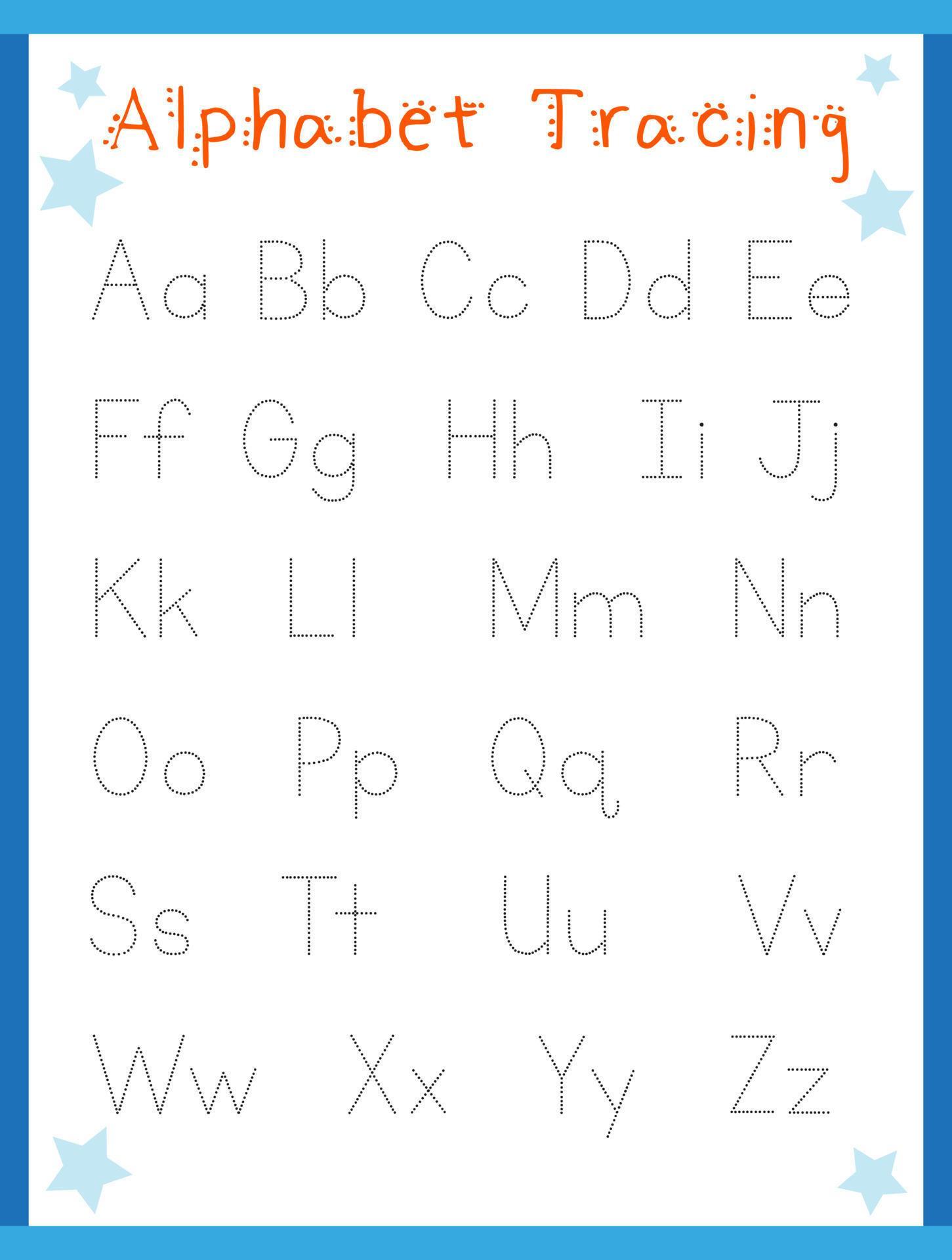 Alphabet tracing worksheet for kids. Trace the letters activity for