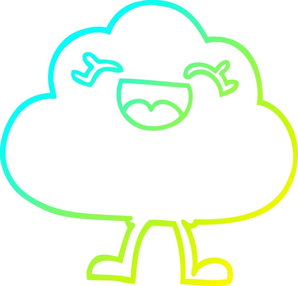 cold gradient line drawing cartoon happy grey cloud vector