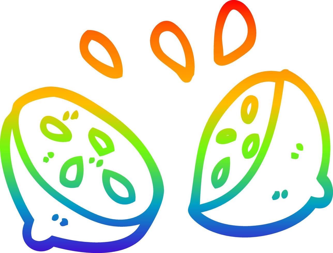 rainbow gradient line drawing cartoon halved lime vector