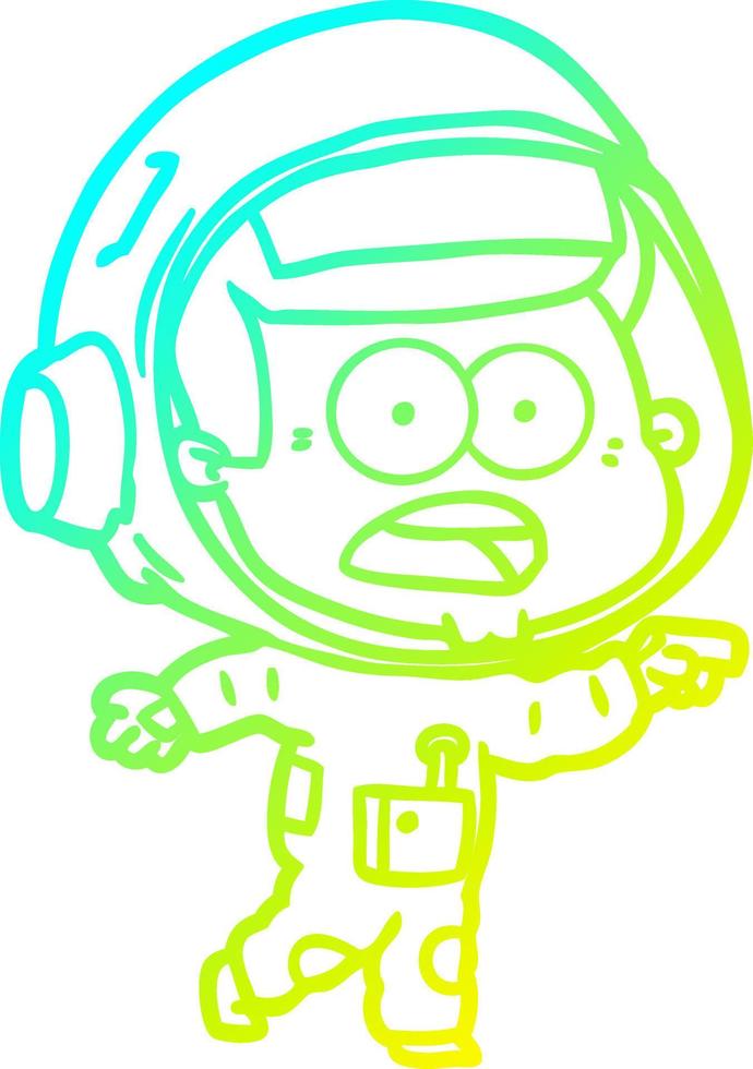 cold gradient line drawing cartoon surprised astronaut vector