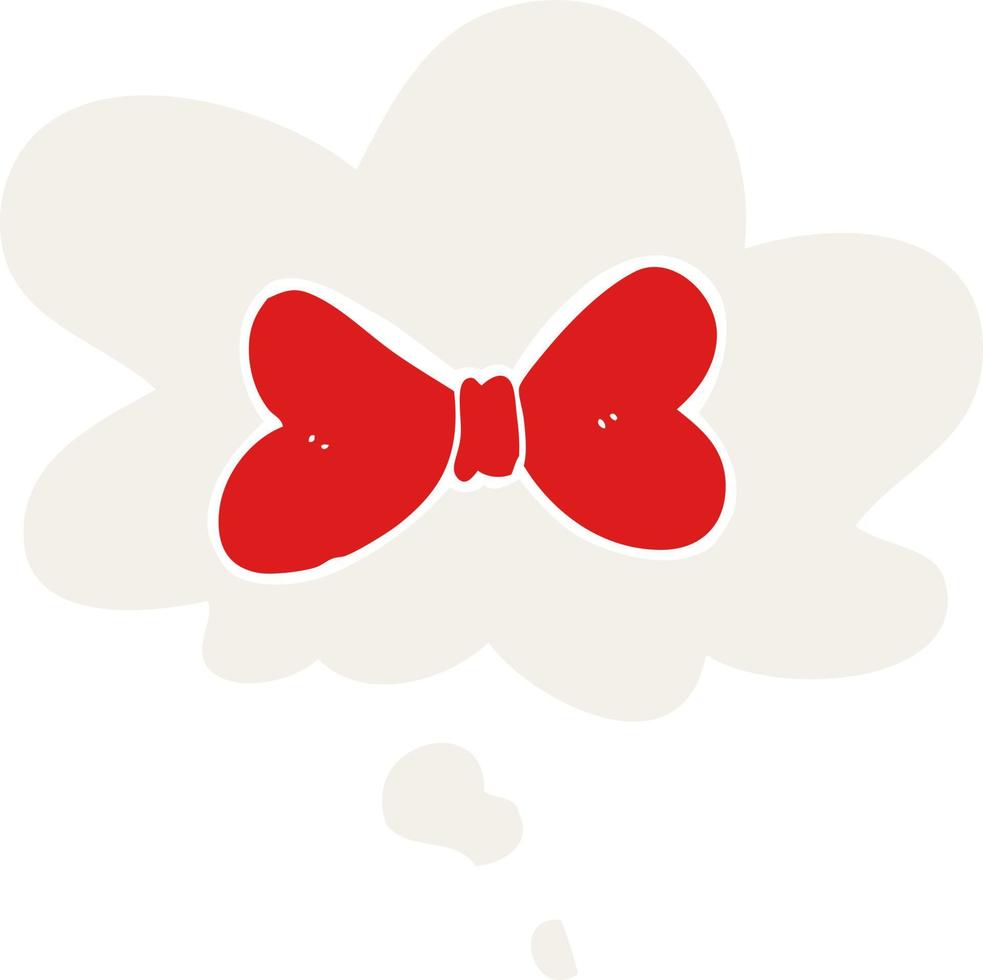 cartoon bow tie and thought bubble in retro style vector