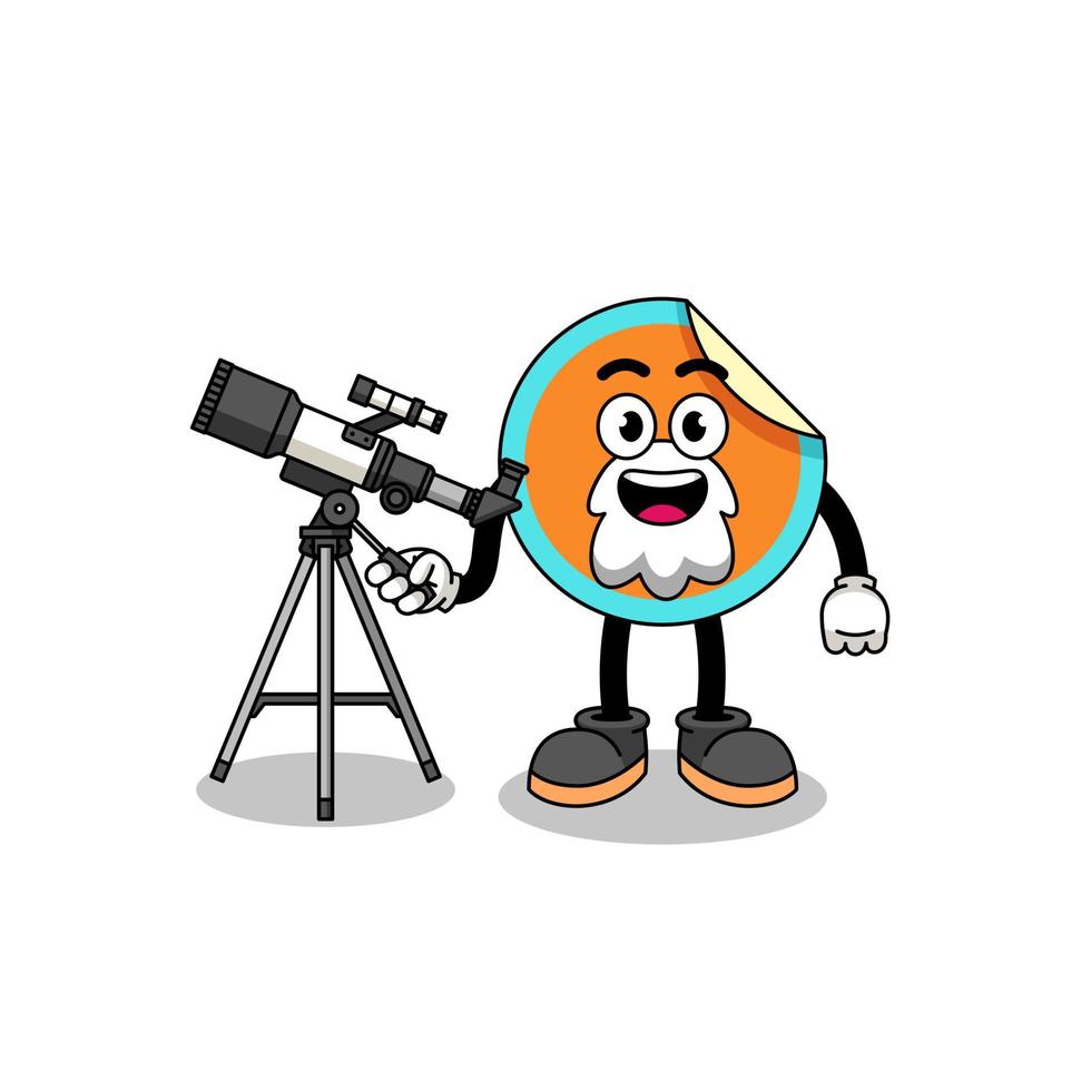 Illustration of sticker mascot as an astronomer vector