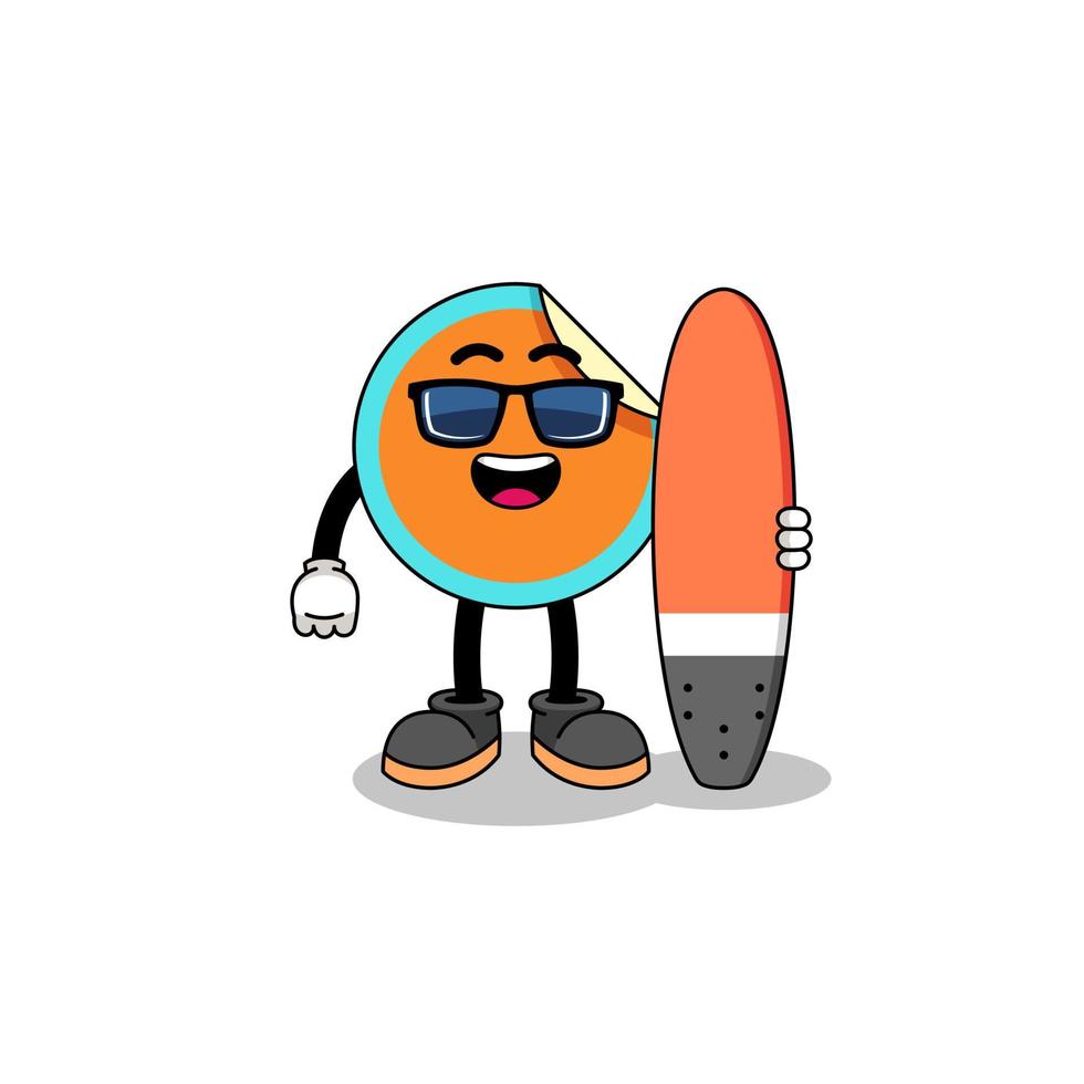 Mascot cartoon of sticker as a surfer vector
