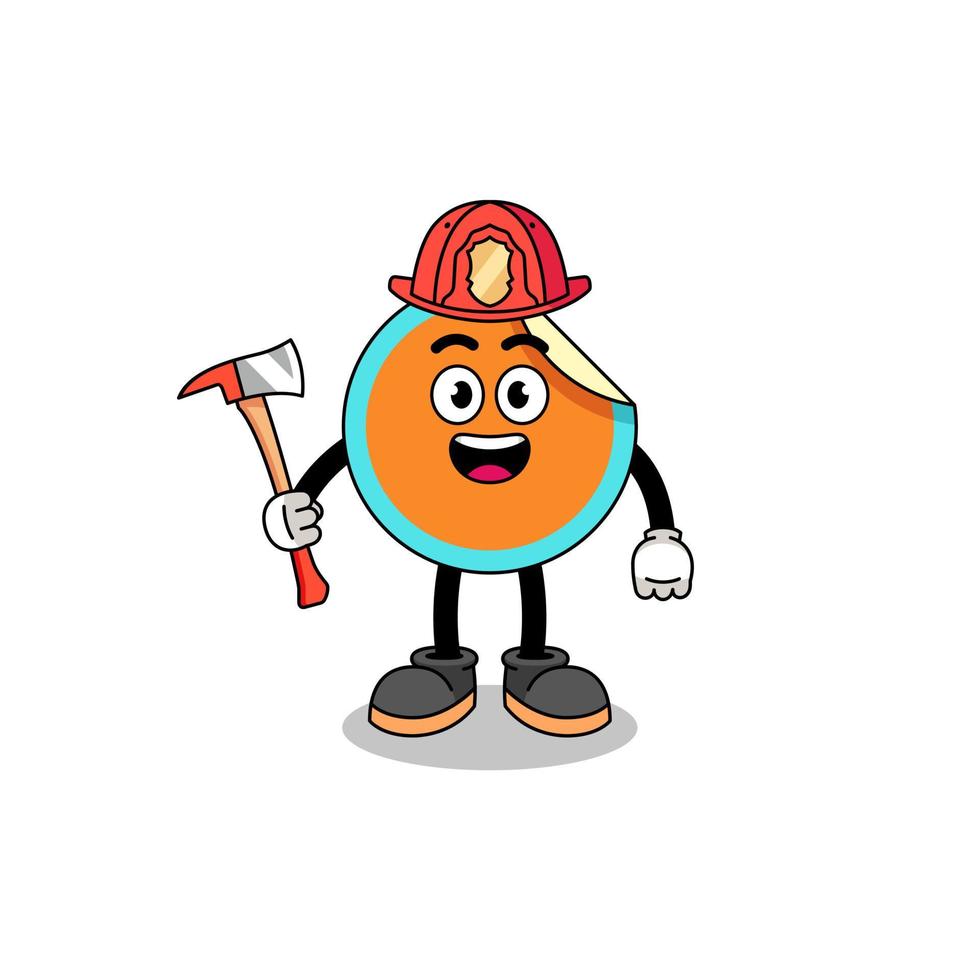 Cartoon mascot of sticker firefighter vector