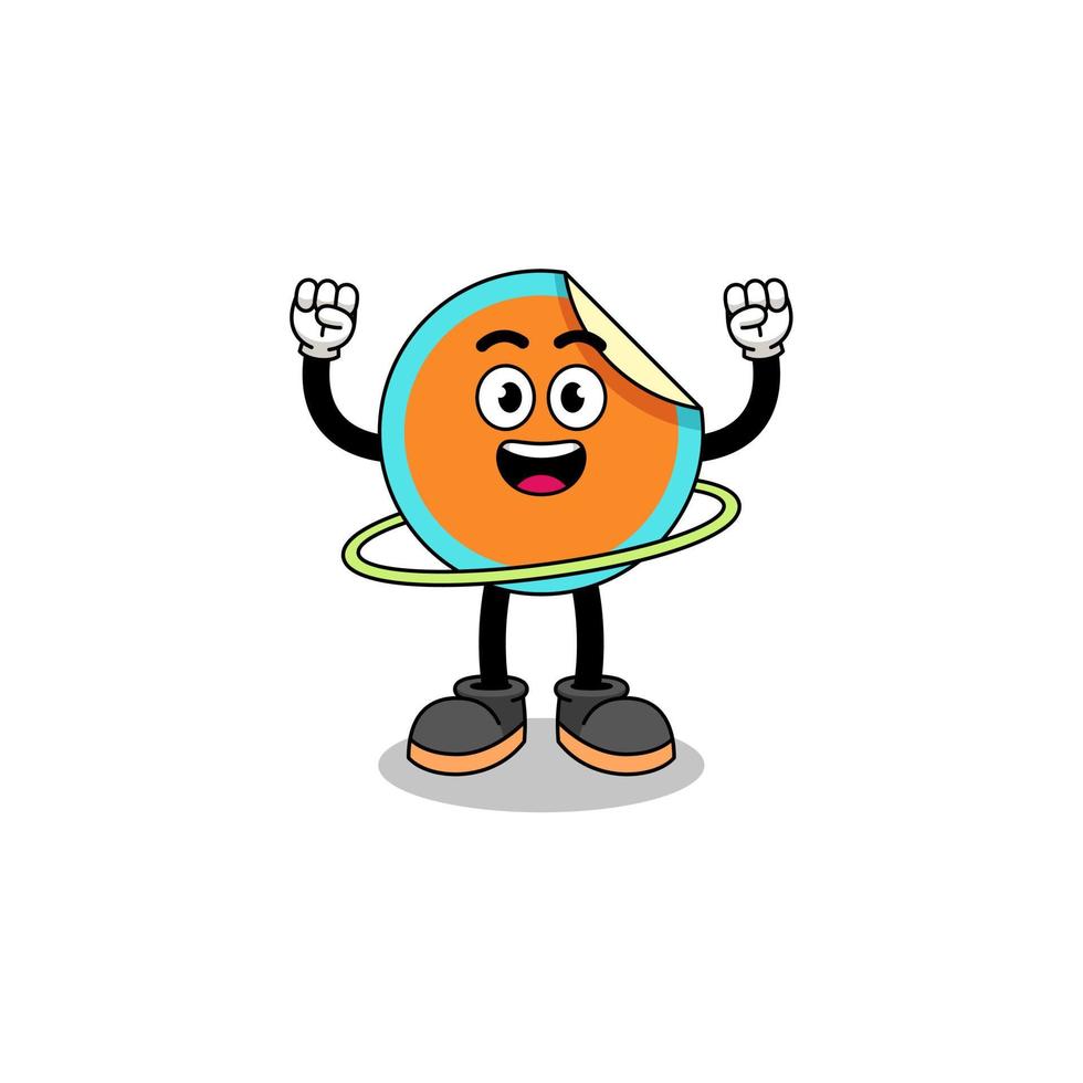 Character Illustration of sticker playing hula hoop vector