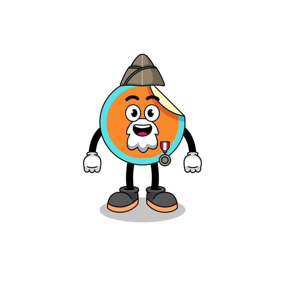 Character cartoon of sticker as a veteran vector