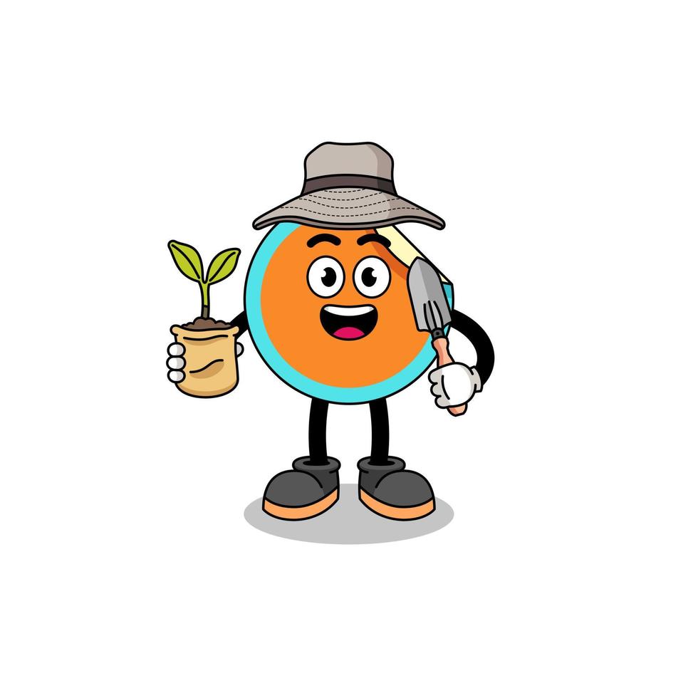 Illustration of sticker cartoon holding a plant seed vector