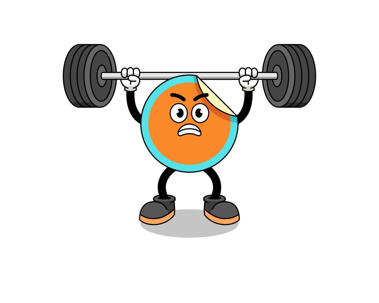sticker mascot cartoon lifting a barbell vector