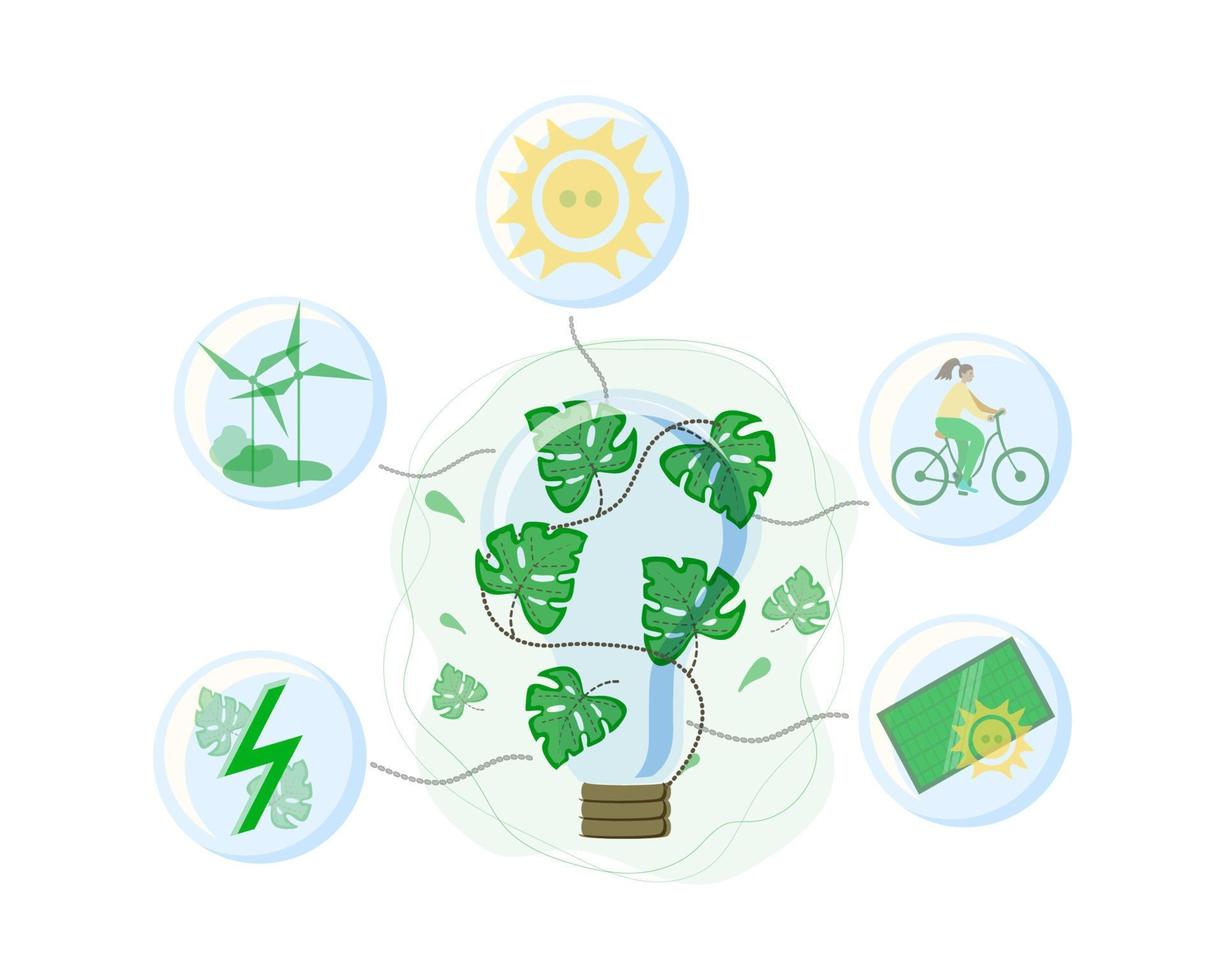 Modern flat graphic illustration, infographics of environmental, generational, green energy conservation and traffic reduction issues for web design. Carbon Footprint vector