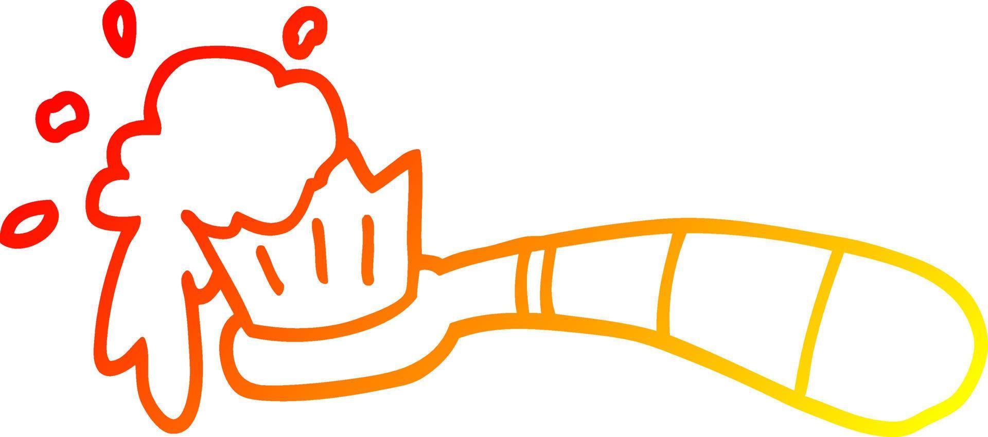 warm gradient line drawing cartoon toothbrush and tooth paste vector