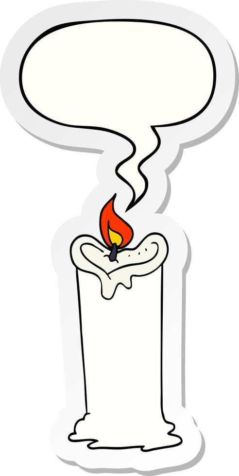 cartoon candle and speech bubble sticker vector