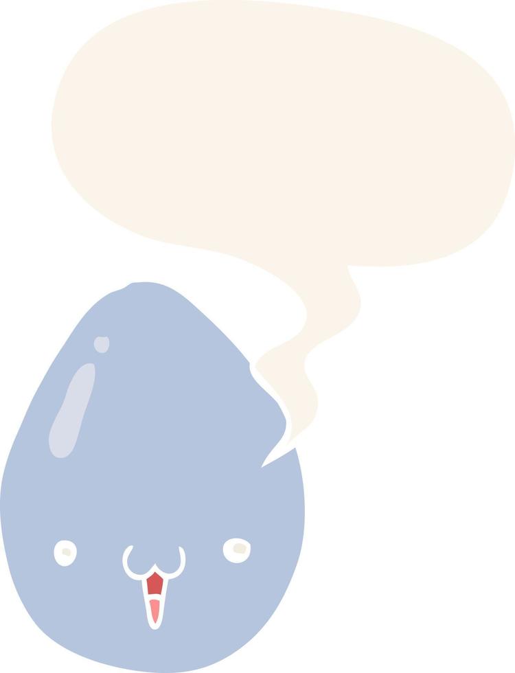 cartoon egg and speech bubble in retro style vector