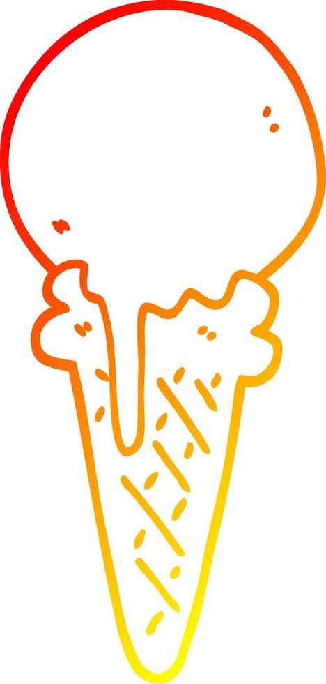 warm gradient line drawing cartoon ice cream cone vector