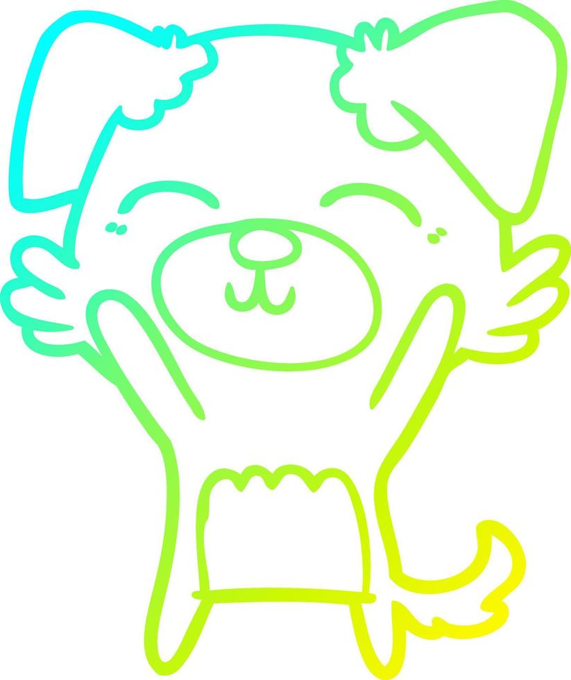 cold gradient line drawing cartoon dog vector