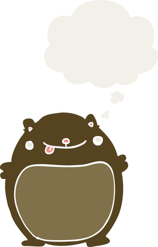 cartoon bear and thought bubble in retro style vector