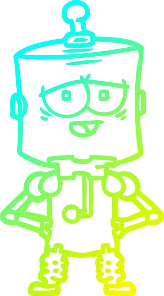 cold gradient line drawing cartoon robot vector