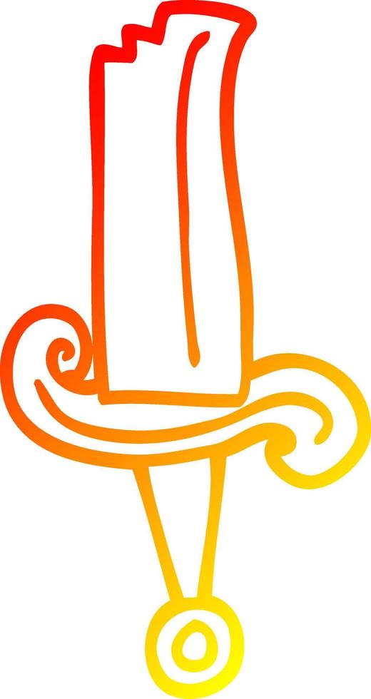 warm gradient line drawing cartoon jeweled sword vector