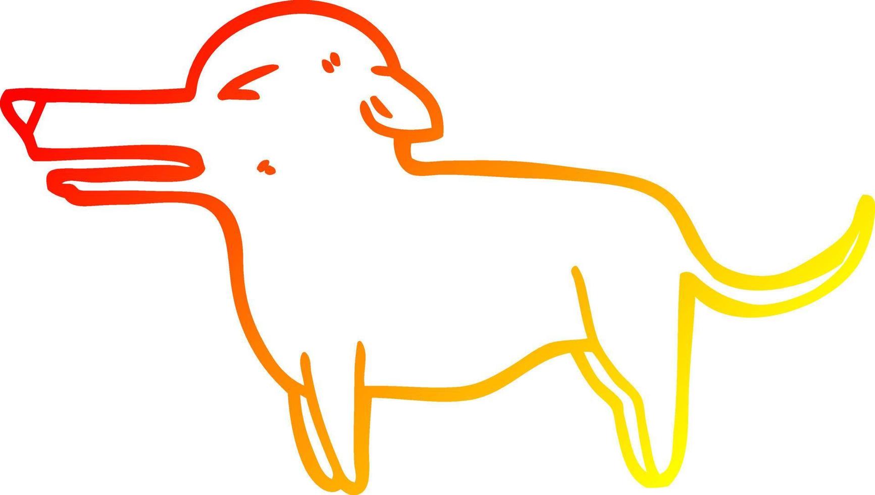 warm gradient line drawing cartoon dog vector