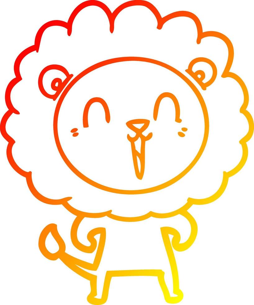warm gradient line drawing laughing lion cartoon vector