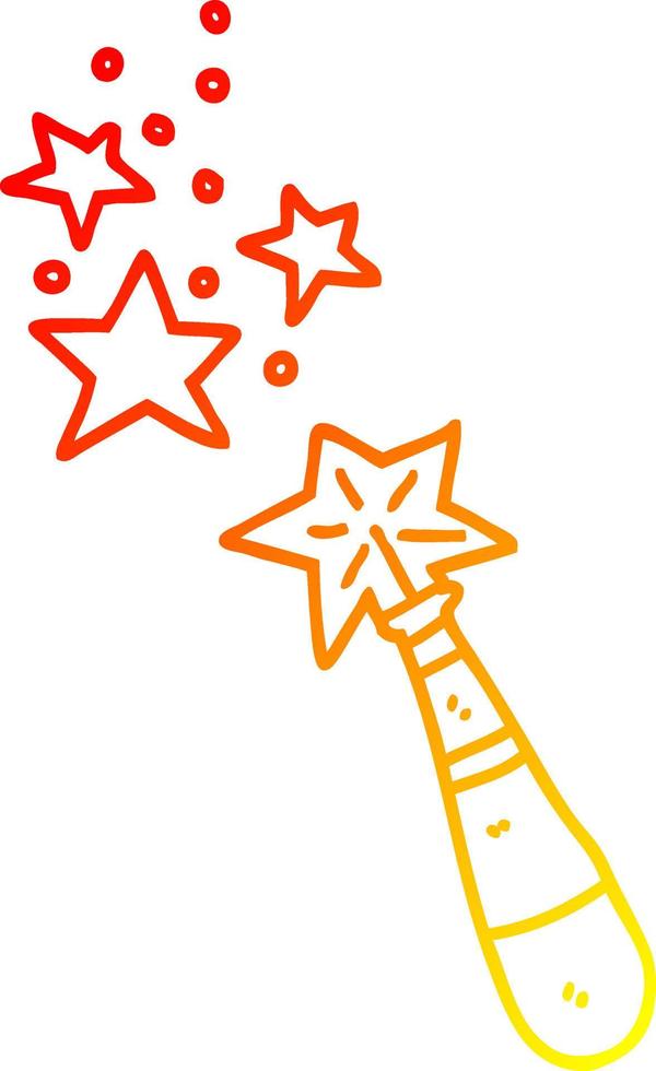 warm gradient line drawing cartoon magic wand vector