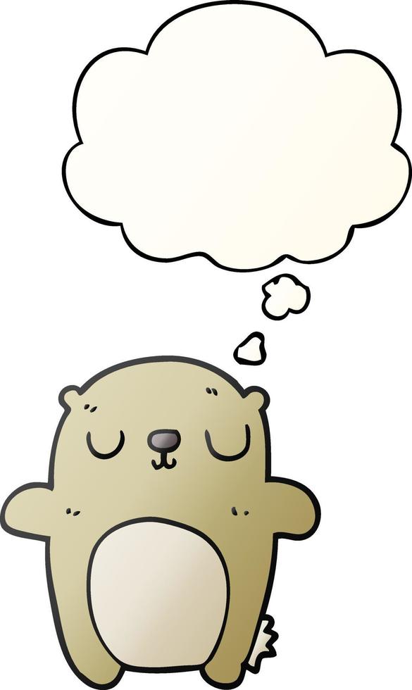 cartoon bear and thought bubble in smooth gradient style vector