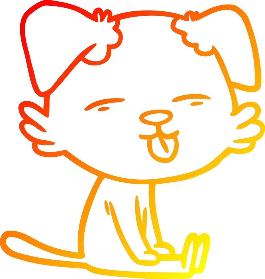 warm gradient line drawing cartoon dog sticking out tongue vector