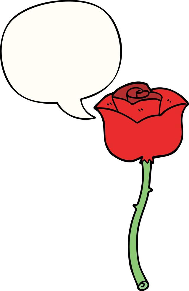 cartoon rose and speech bubble vector