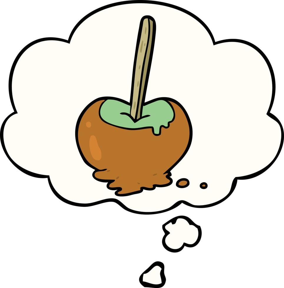 cartoon toffee apple and thought bubble vector