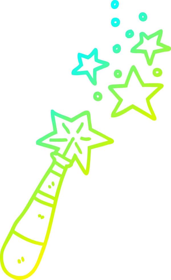 cold gradient line drawing cartoon magic wand vector