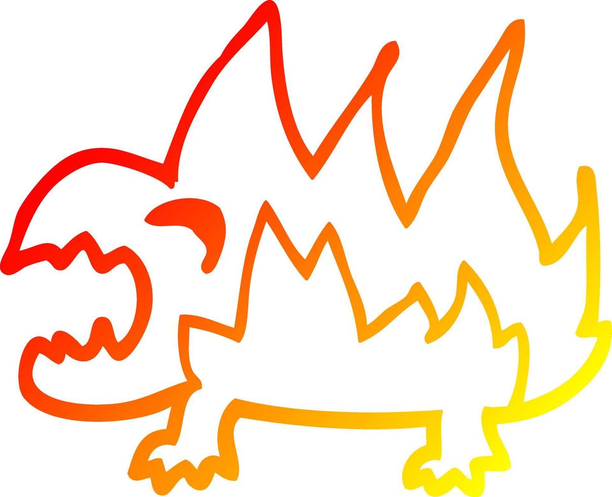 dibujo de línea de gradiente cálido demonio de fuego de dibujos animados vector