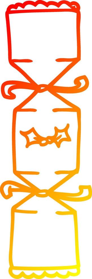warm gradient line drawing cartoon christmas cracker vector