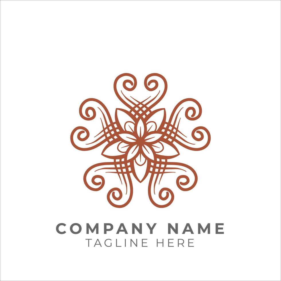 Traditional floral pattern logo design vector