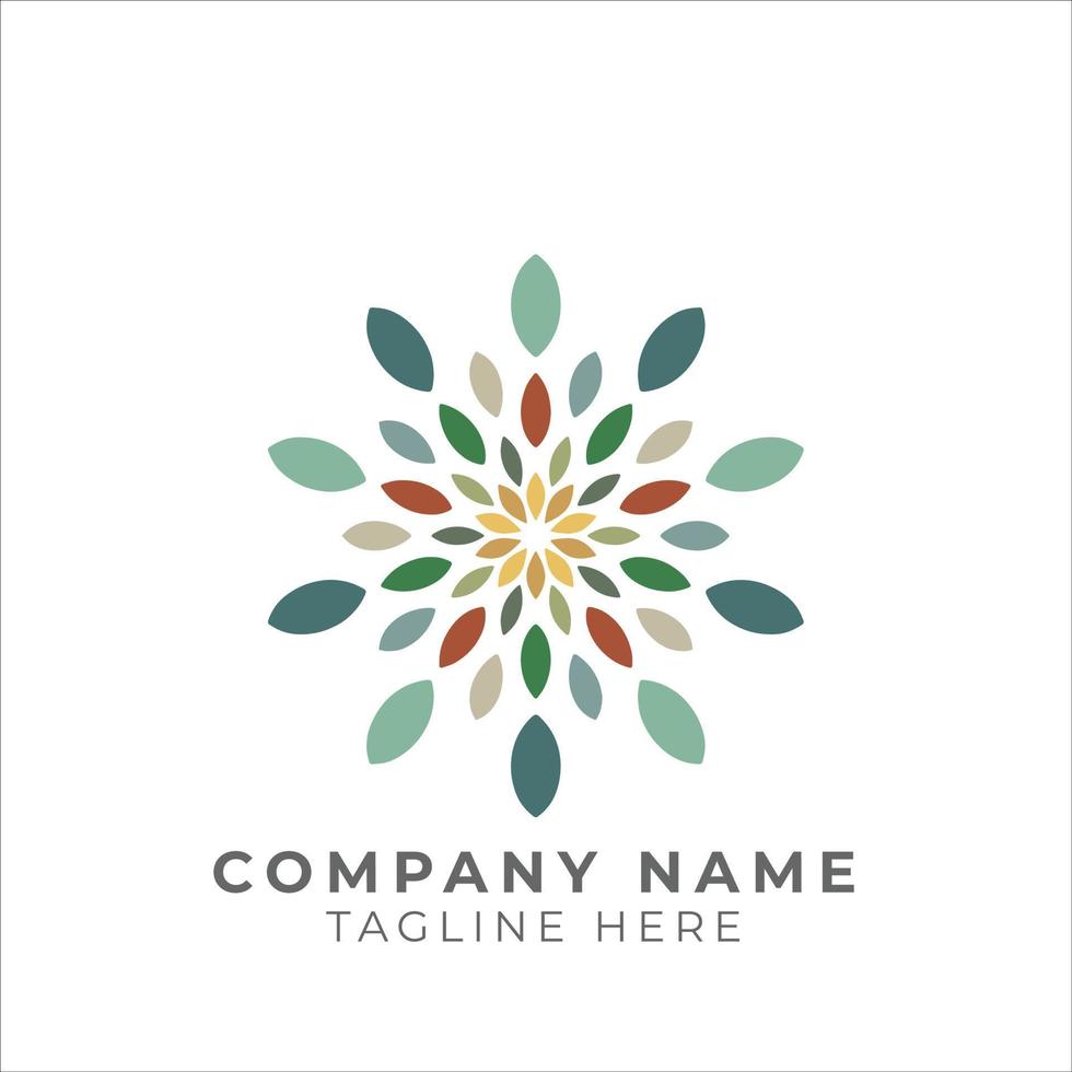 Traditional floral pattern logo design vector