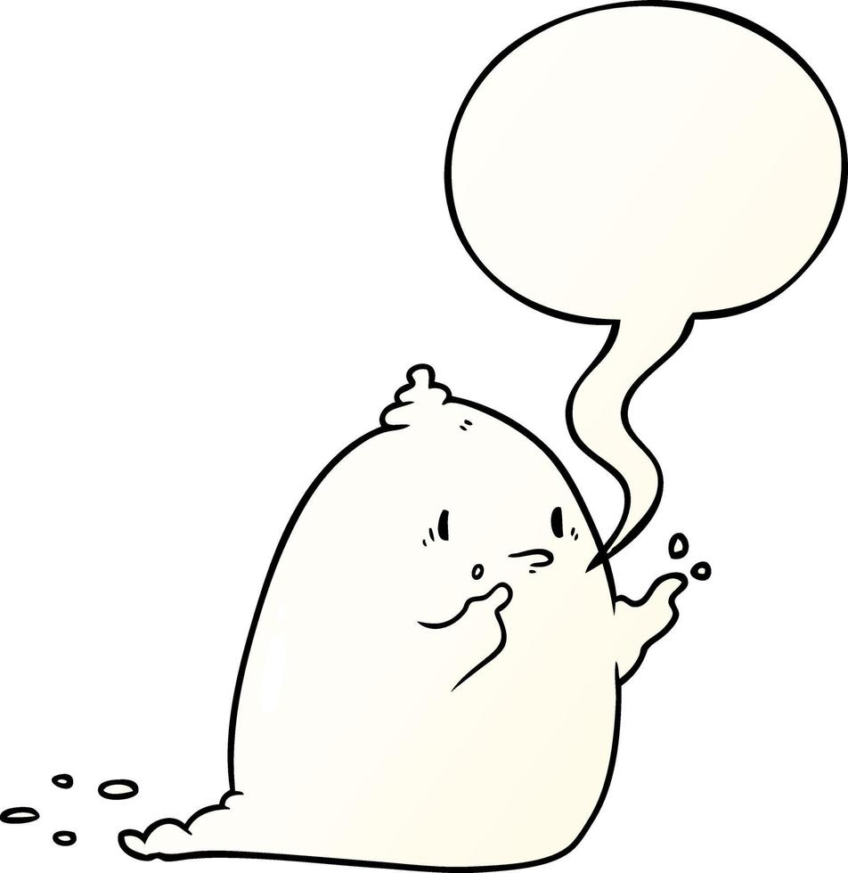 cartoon spooky ghost and speech bubble in smooth gradient style vector