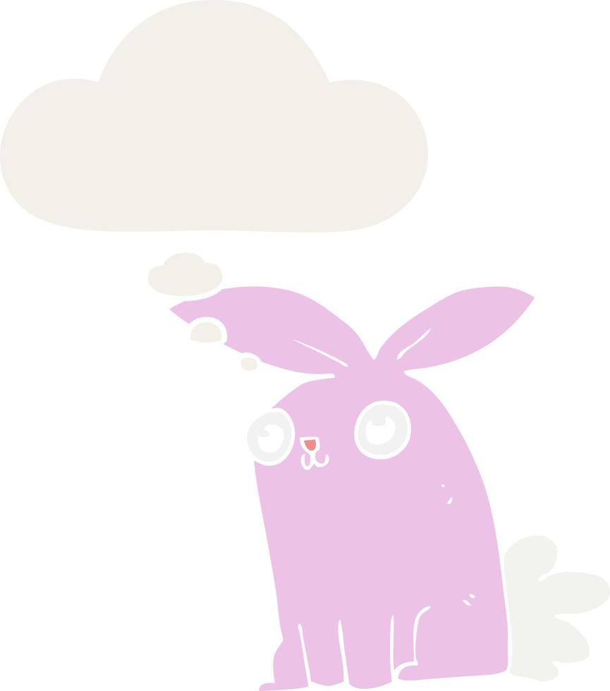 cartoon bunny rabbit and thought bubble in retro style vector
