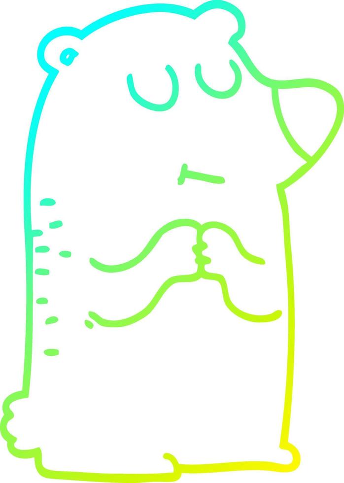 cold gradient line drawing cartoon polar bear vector