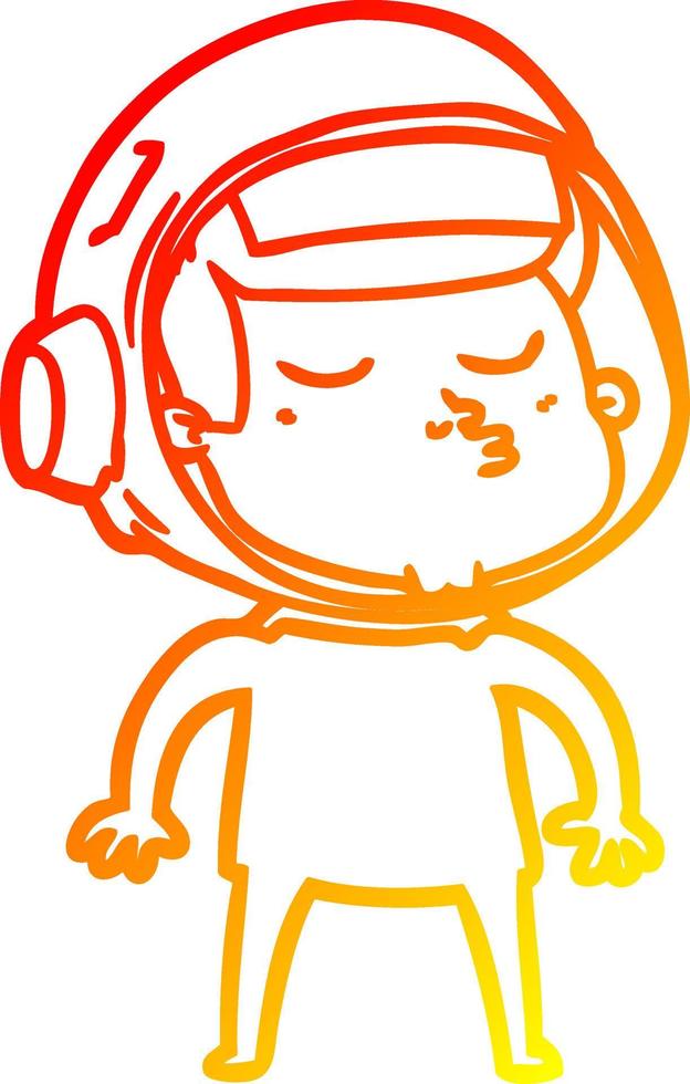 warm gradient line drawing cartoon confident astronaut vector