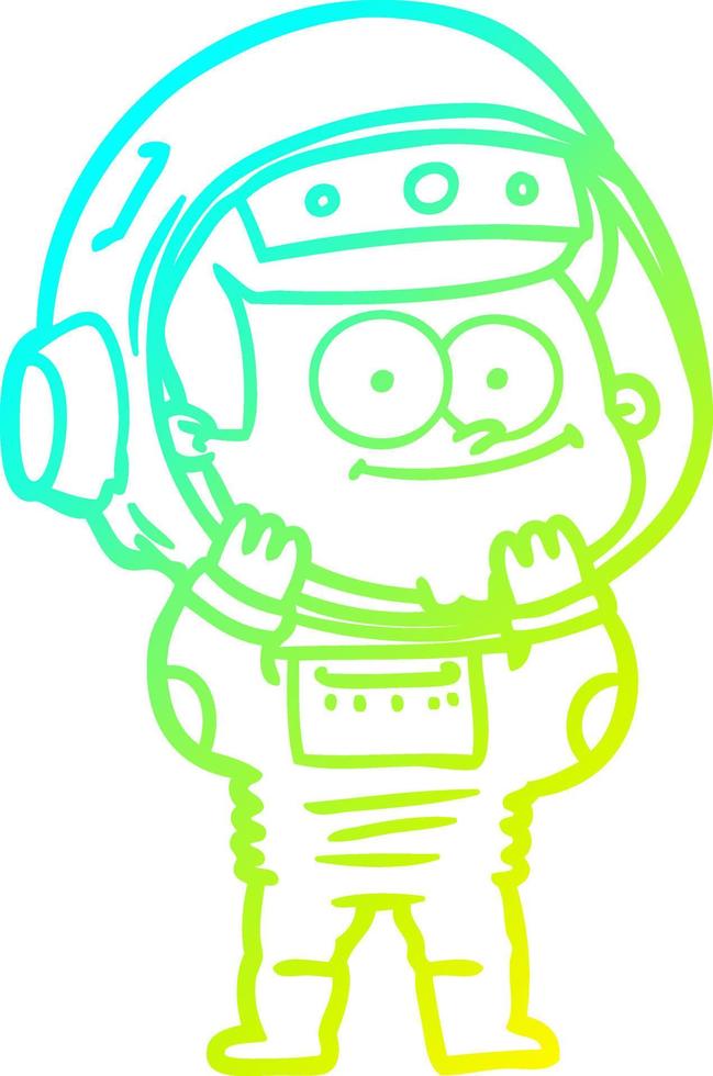 cold gradient line drawing happy astronaut cartoon vector