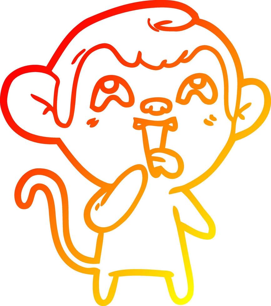 warm gradient line drawing crazy cartoon monkey vector