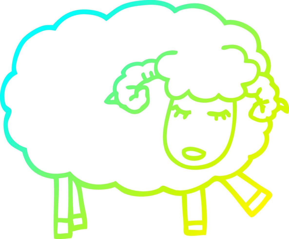 cold gradient line drawing cartoon cute sheep vector