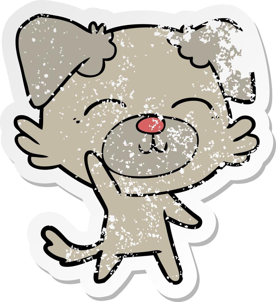 distressed sticker of a cartoon dog vector