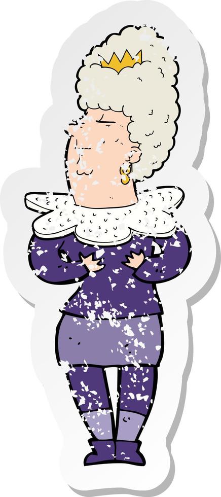 retro distressed sticker of a cartoon aristocratic woman vector
